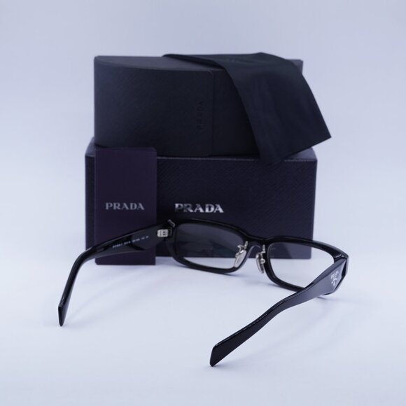 Prada PRB06SF 16K08N Rectangle Sunglasses – Black\Clear Blue Light Filter - Picture 9 of 9